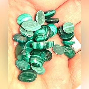Over 25 Accent Malachite Cabochons avg 6-12mm